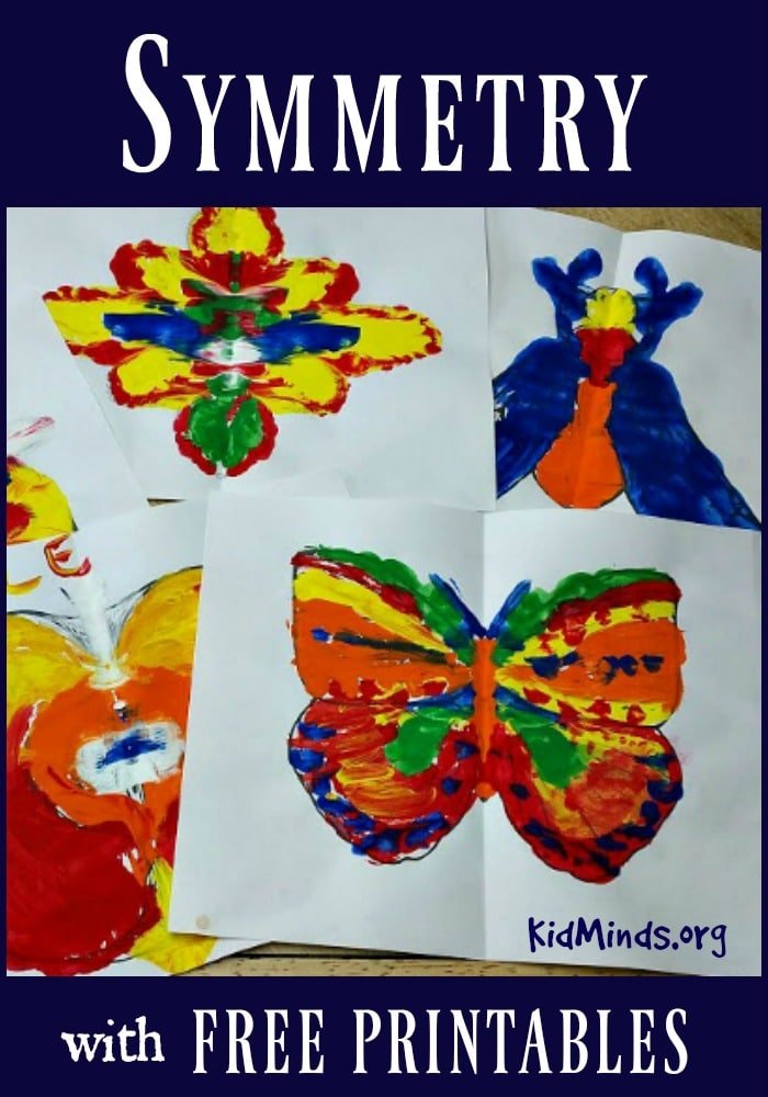 This Symmetry for Little Kids project is easy to set up, kids get a chance to create a simple reflection symmetry and you end up with a pretty piece of art.  Includes a wide variety of Free Printables for Inspiration.  