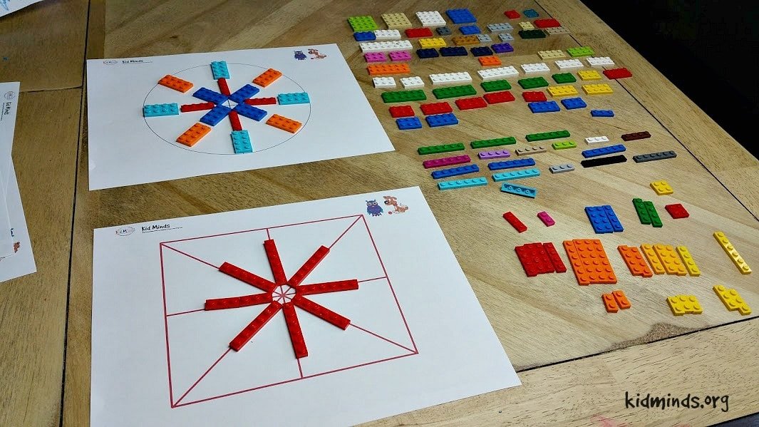 Symmetry and Patterns with LEGO bricks with Free Printables.  Help your kids develop mathematical thinking, while they are having fun.  Part of the Science of symmetry Unit study. 