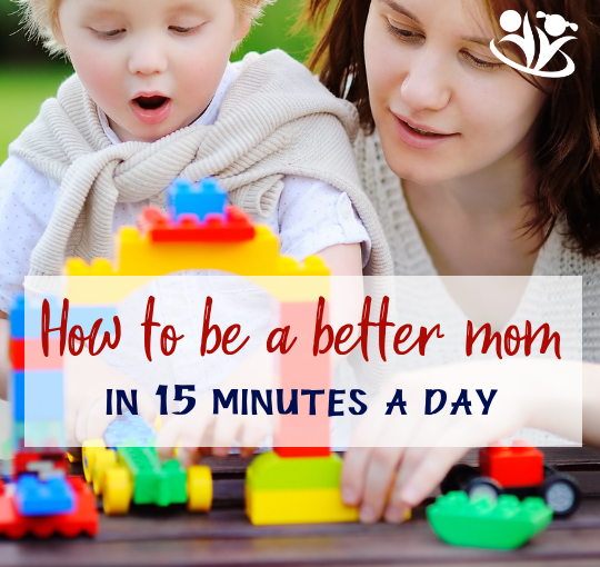 Three simple strategies to be a better mom in 15 minutes a day. It will help you slow down and just be there with your kids without doing anything or thinking of things on your to-do list.