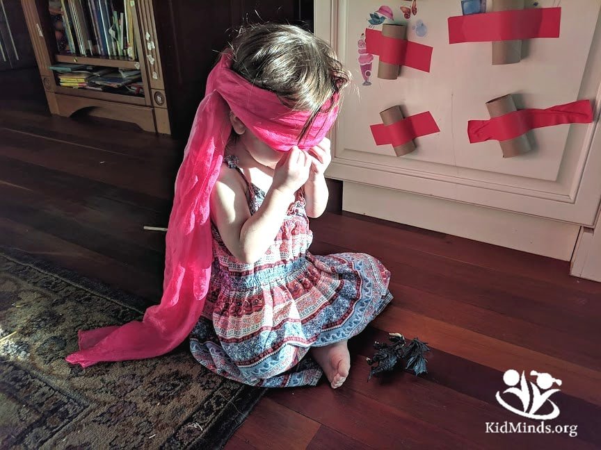 Dragon Keeper is a fun, no-prep game for the whole family. This game is perfect for the siblings to play at home, but it also works for parties.  #familyfun #siblingbonding #blindfoldgames