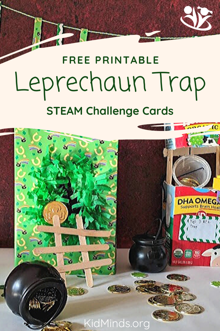 Leprechaun Trap Engineering Challenge will get kids thinking creatively, practicing their problem-solving skills, and will add a little magic to this often-overlooked holiday. Free Printable STEAM Challenge Cards! #kidsactivities #kidminds #StPatricksDay #creativekids #creativelearning #handsonlearning #engineeringchallenge #earlylearning #laughingkidslearn #STEAM #scienceforlittlekids