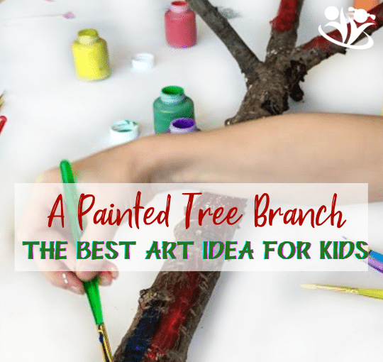 Painted tree stick is a process art and creative experimentation. It's colorful, easy, and fun for kids of all ages and their parents to do together.  #elementaryart #artprojects #artprojectsforkids #kidscreate #kidart #handsonlearning #funathomewithkids #kidminds #summeractivities #processart #natureinspired