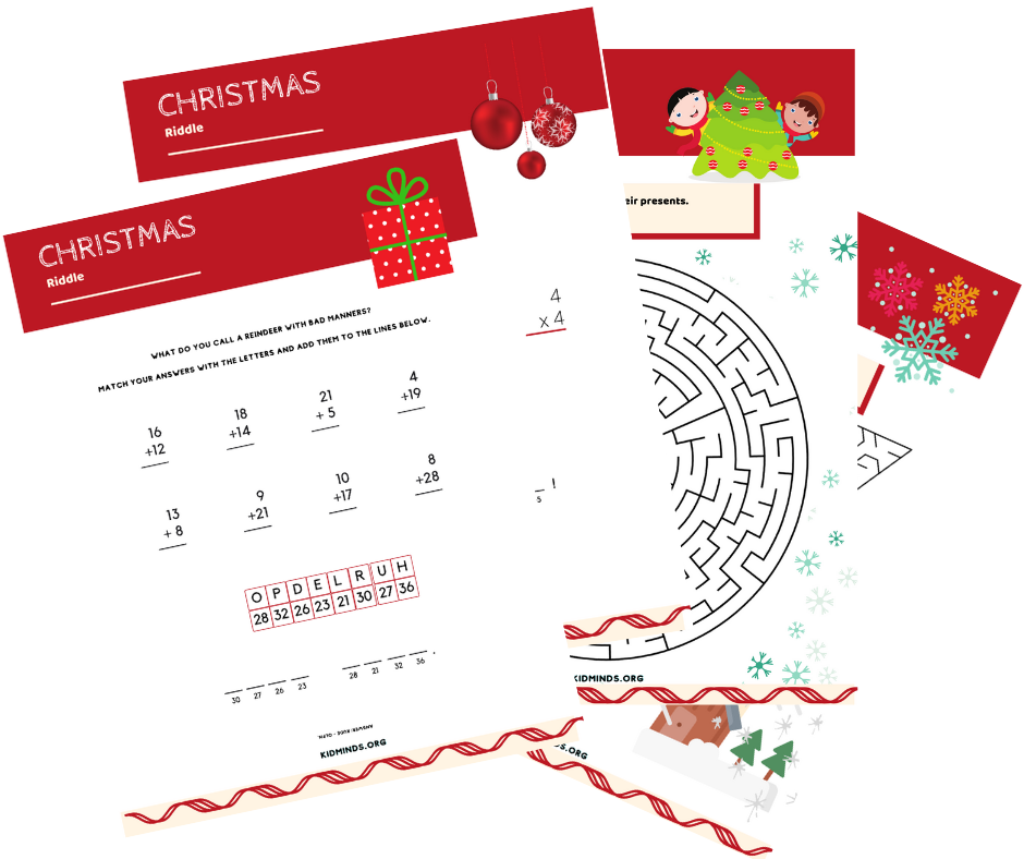 Bright, beautiful, fun, and free Christmas printables to keep kids happy and learning this busy holiday season. #kidsactivities #Christmasprintables #kidminds