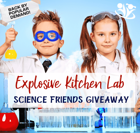 Science Friends Giveaway means 26 exciting chemistry, biology, and physics experiments, as well as 40 science tools and 36 pages of science notes! Both for you and a friend! #sciencegiveaway #science4kids #stem #kidsscience #homeschooling #funscience #stemkids