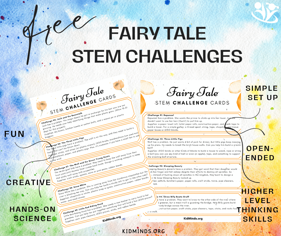 These Fairy Tales #STEM challenges are fun any time, but they are especially good after reading fairy tales. #kidsactivities #science4kids #laughingkidslearn #kidminds #fairytales #sciencechallenge