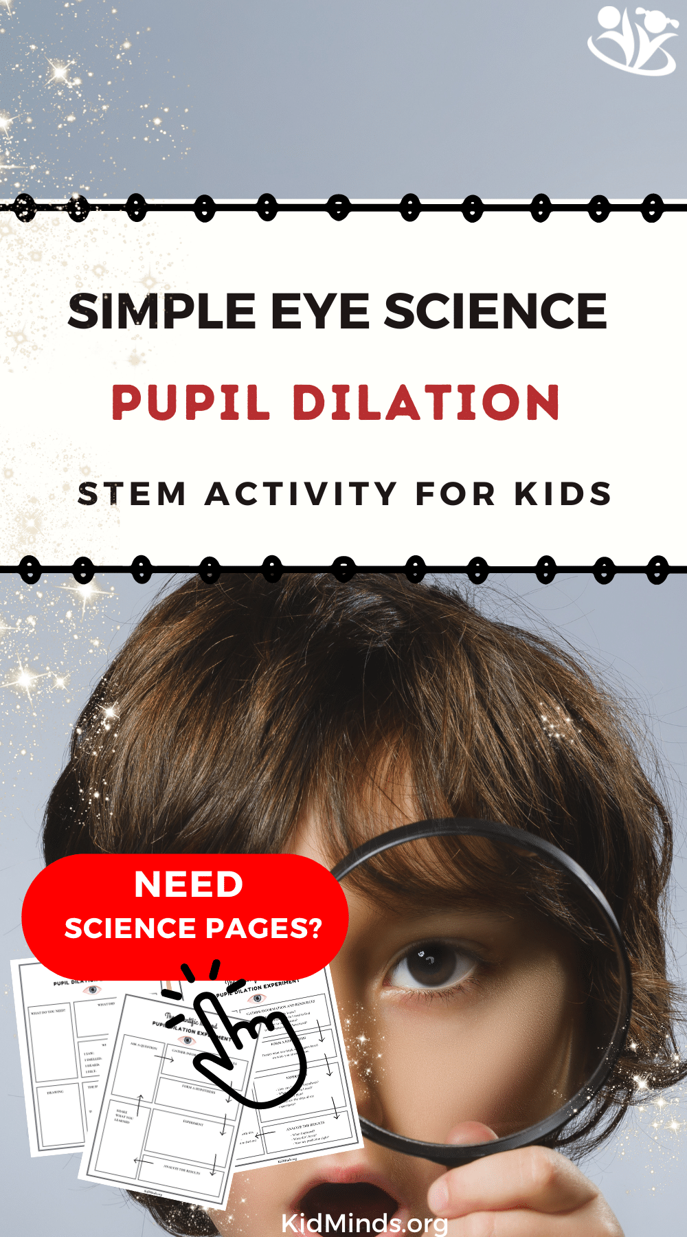 This pupil dilation experiment is a hands-on way to discover how quickly our eyes adjust to a variety of light conditions. (+ STEM downloads) #kidsactivities #STEM #laughingkidslearn #scienceforkids #easyscience