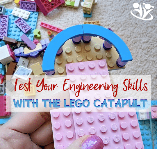 Test your #engineering skills with the LEGO catapult. Make it with the pieces you already have in your house. Includes #STEM #printables #kidsactivities #kidminds #handsonlearning #LEGO #catapult #STEAM #laughingkidslearn