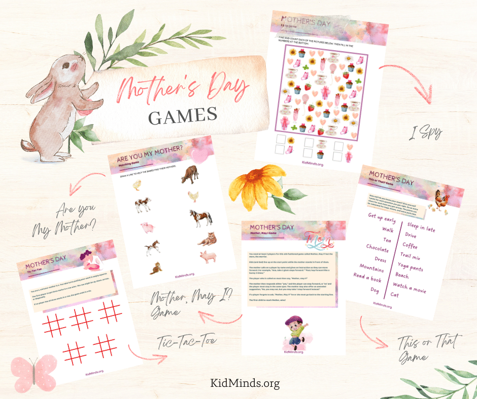This Mother's Day activity bundle has puzzles, code breakers, Sudoku, activity challenges, I Spy, fun facts, spatial thinking crafts, and games. #kidsactivities #printables #kidminds #mothersday #mommy #formoms #earlylearning #funlearning #creativelearning