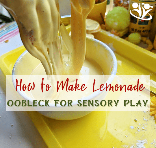 Do you want to take your sensory play to a whole new level? This revolutionary recipe combines the mesmerizing experience of oobleck with the tantalizing scent of lemonade!  #kidsactivities #sensoryplay #handsonlearning #oobleck #funforkids #earlyeducation #earlylearning