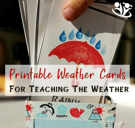 Watercolor printable weather cards for home or school. Can be used for discussing the weather, a memory game, a match game, or as a transitional activity before heading outside. #kidsactivities #weather #handsonlearning #STEM #weatherforkids #earlylearning #earlyeducation #funscience #printables