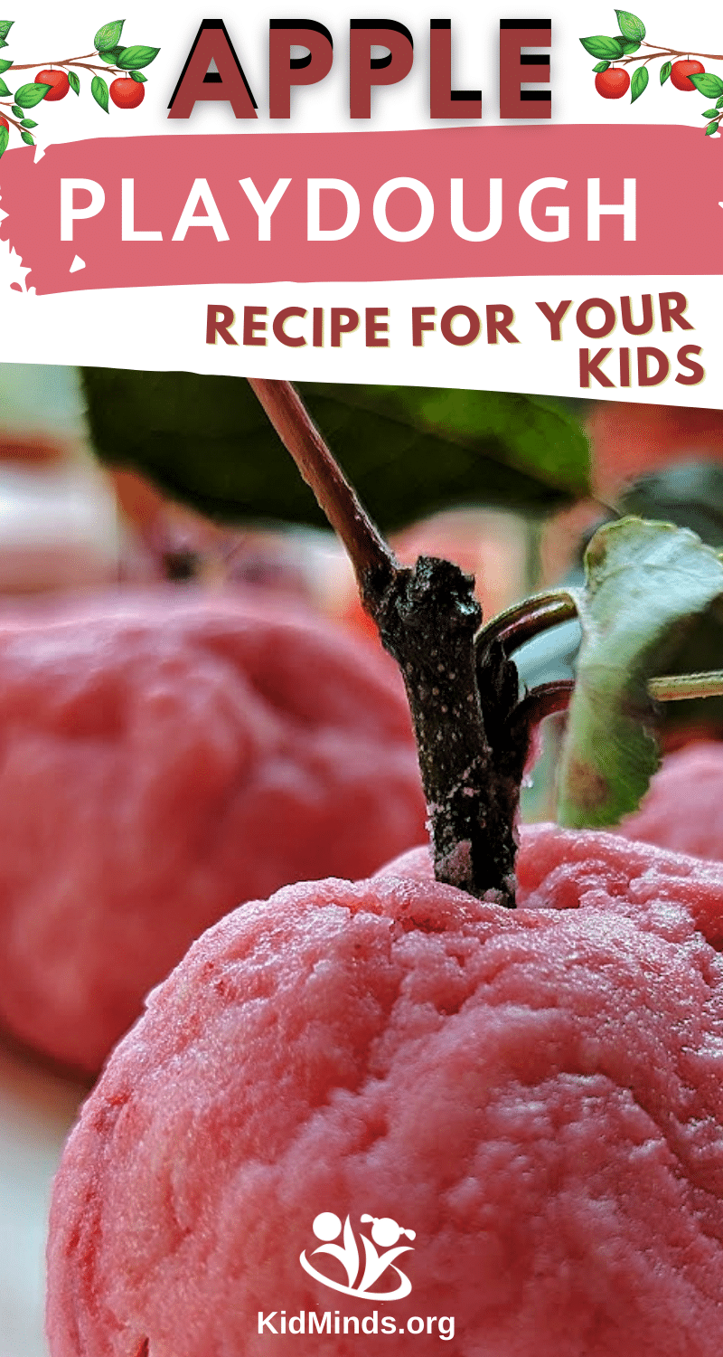 This easy-to-follow apple playdough recipe will have your kids begging for more sensory playtime this fall! #kidsactivities #handsonlearning #earlylearning #sensoryplay #apples