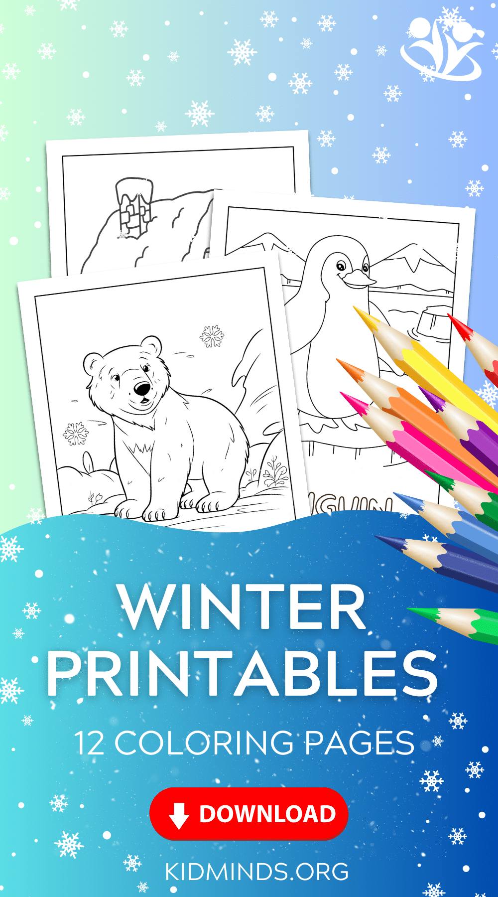 Our winter coloring pages are perfect for keeping kids entertained and engaged when it’s too cold to play outside.  #kidsactivities #winterfun #freeprintables #coloringpages #winter #kidminds