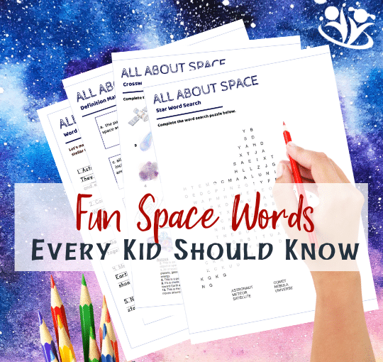 Let's turn learning into a fun game! Here are five interactive games to help your kids learn space words. #kidsactivitivies #spacewords #space #creativelearning #earlyeducation