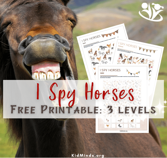 These I Spy Horses worksheets are designed not only to entertain but also to improve observation skills, enhance memory, and introduce kids to the fascinating world of horses. #kidsactivities #freeprintable #ispypages #creativelearning #earlyeducation #braingym #kidminds #laughingkidslearn